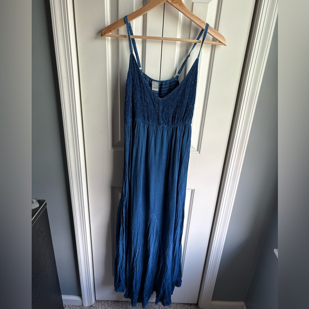 Beach By Exist Blue Spaghetti Strap Gauzy Maxi Dress Size Small